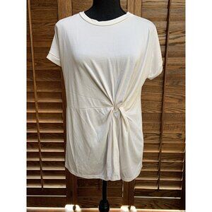 COA Made In California Women's Size 2 Ivory Twist Front Short Sleeve Tee Casual